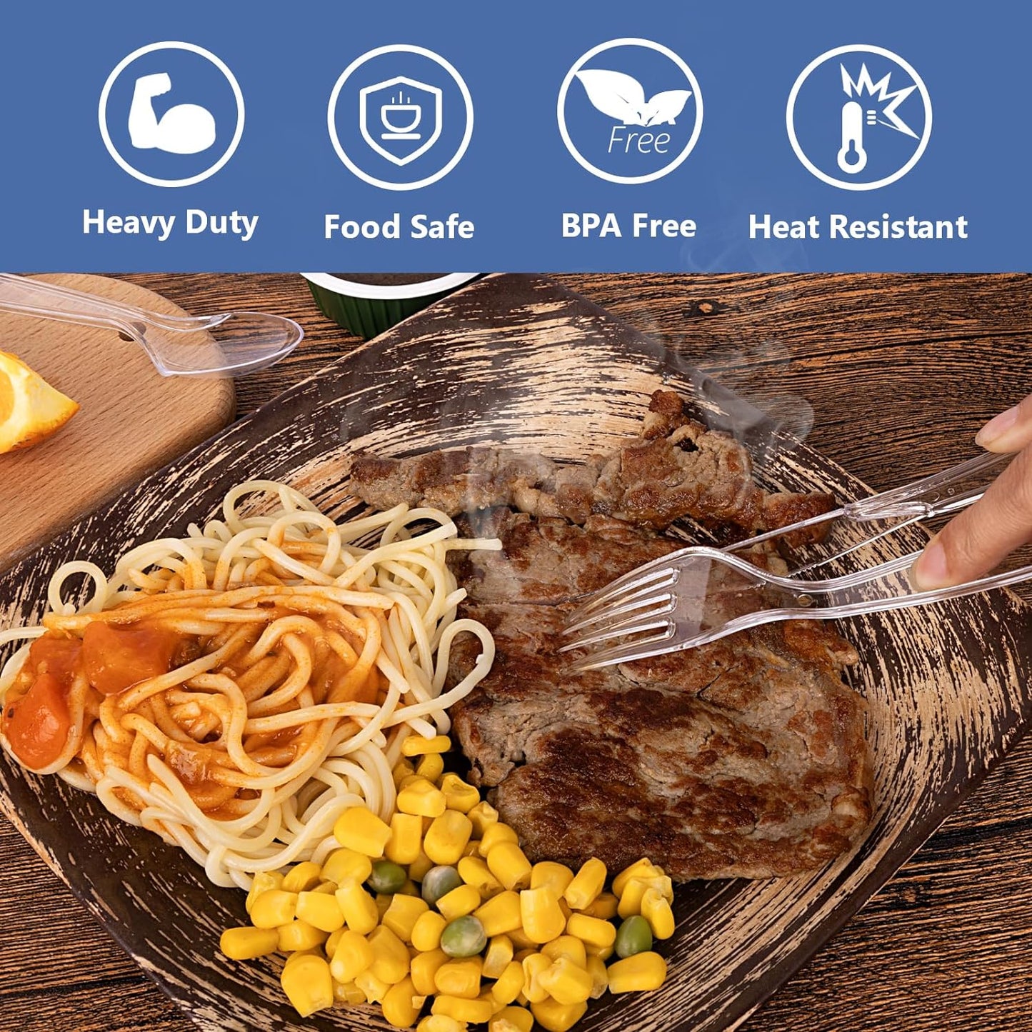 1000 Count Plastic Silverware Heavy Duty - 500 Spoons, 500 Forks, BPA-Free, Heat Resistant, Disposable Plastic Utensils Set, Plastic Cutlery Set, Plasticware Bulk for Party