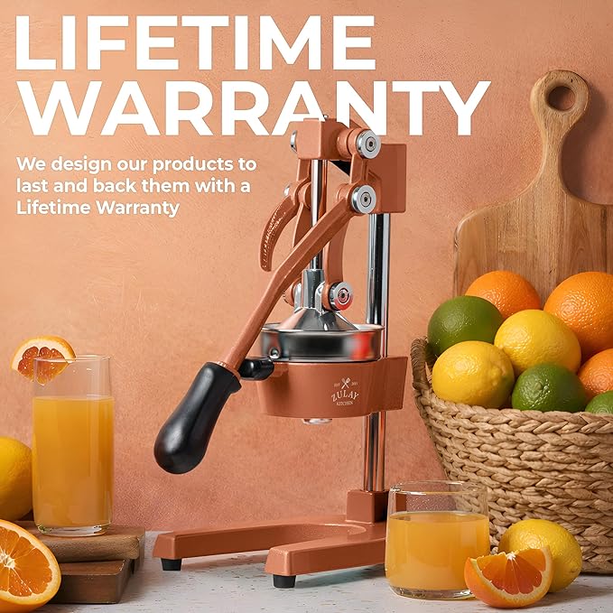 Zulay Kitchen Cast Iron Juicer - Heavy Duty Manual Juicer with Detachable Strainers for Easy Cleaning, Orange Juice Press for Citrus Fruits, Perfect for Bartenders, Juice Lovers & Health Enthusiasts