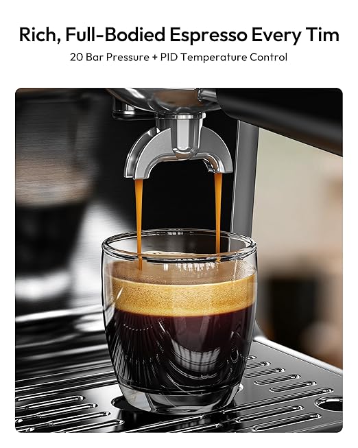 EUHOMY Espresso Machine with Grinder, 30 Grind Settings, 20 Bar Coffee Maker with 58mm Portafilter, Expresso Coffee Machines with Touch Screen for Home, Milk Frother for Latte & Cappuccino