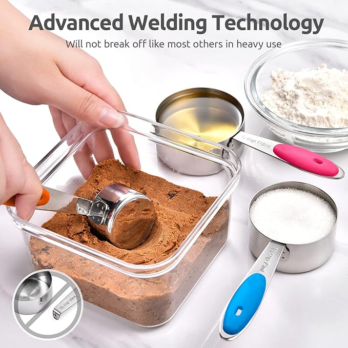 U-Taste 18/8 Stainless Steel Measuring Spoons Set for Dry and Liquid Ingredients(Set of 8), and Upgraded Measuring Cups and Spoons Set of 10 with Reinforced Welded Handle (Color)