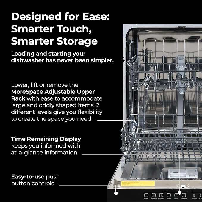 Kenmore 22-14589 24" Built-In Dishwasher - UltraWash, SmartWash, Sanitize Rinse, SmartDry, and Leak Detection - 14 Place Settings - 57 DBA - ENERGY STAR Certified - 24" - Black