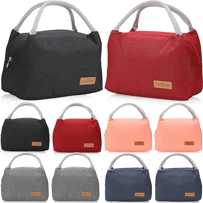 Silkfly Insulated Lunch Bag Bulk Reusable Thermal Leakproof Tote Cooler Lunch Bag for Women Men Work Picnic Office Travel, 5 Colors(10 Pcs)