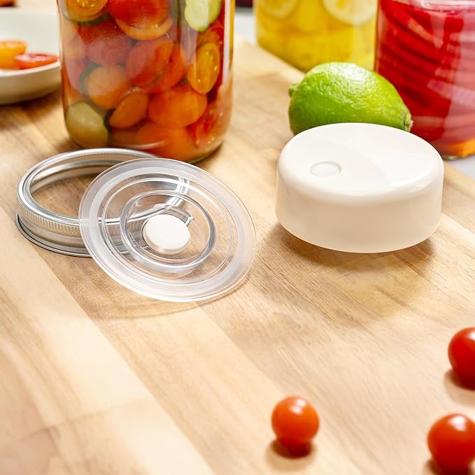 SealVax® Mason Jar Vacuum Sealer Kit – Auto-Stop Wide Mouth Vacuum Sealer + 6 Reusable AS Airtight Lids with Patented Valve, Compatible with Ball & Kerr Mason Canning Jars, Designed in USA
