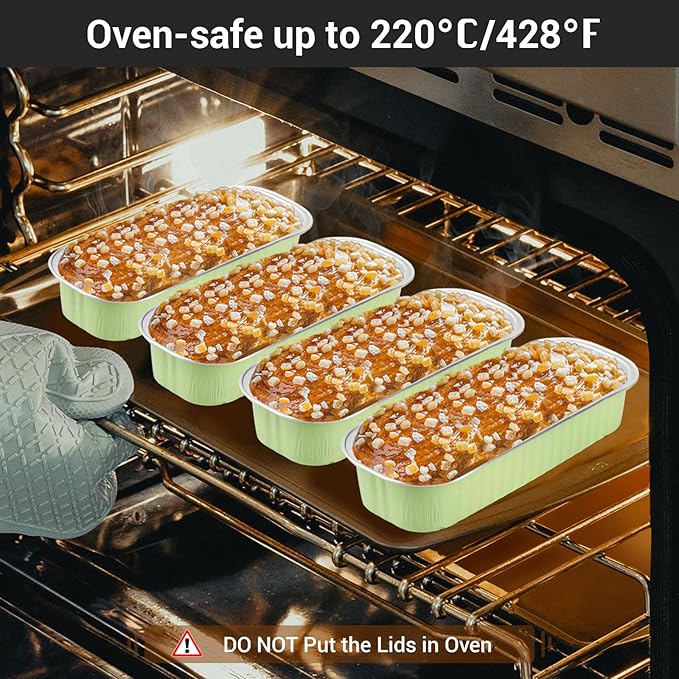 EUSOAR Foil Ramekins with Lids, 25pcs 6.8oz 6.5"x2.5"x1.2" Disposable Aluminum Mini Loaf Pans with Lids, Rectangle Cupcake Baking Cups Containers Wrappers，Dessert Cheesecake Creme Brulee Ramekins Pan