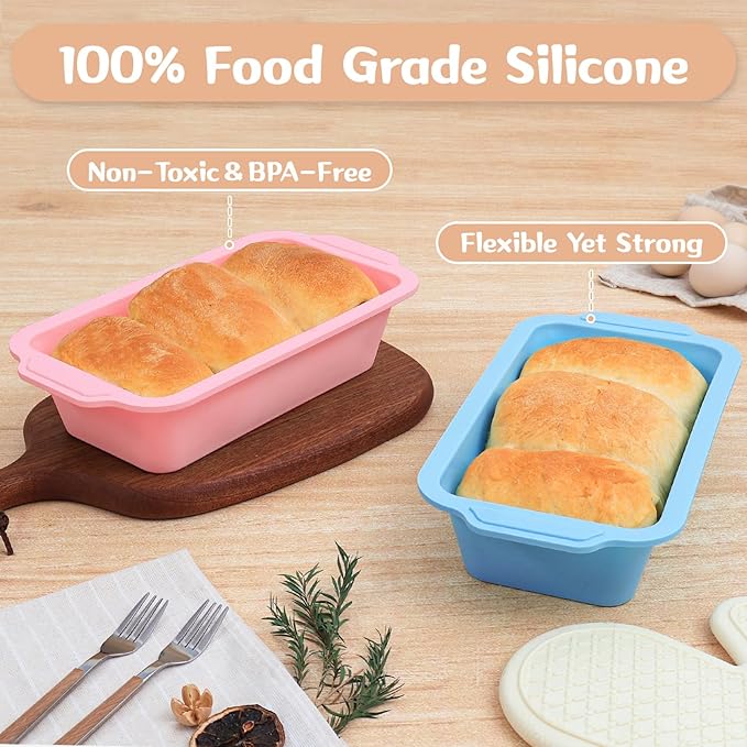 Nonstick Silicone Bread Loaf Pan: 9.5 x 5 Inch Bread Pan for Homemade with Metal Frame - for Baking Oven - Housewife Baker Home Baking Enthusiasts (Pink)