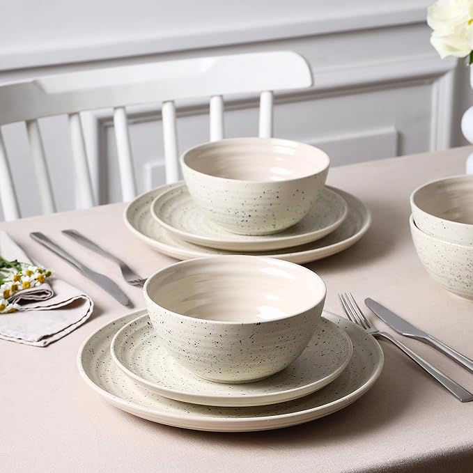 Stone Lain Dua 4-Piece Dinner Plate Set Stoneware, White