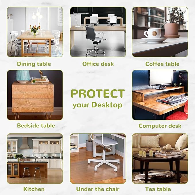 20 x 48 Inch Clear Table Cover Protector, Clear Table Protector for Dining Room Table, 1.5mm Plastic Table Cover, Waterproof Table Pad for Kitchen, Office