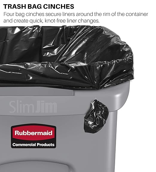 Rubbermaid Commercial Products Slim Jim Trash/Garbage Can with Venting Channels, 23-Gallon, Blue, for Kitchen/Office/Workspace, Pack of 4