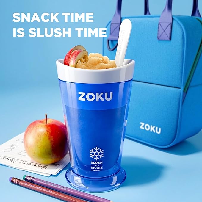 ZOKU Original Slush and Shake Maker, Slushy Cup 2 Pack for Quick Frozen Homemade Single-Serving Slushies, Fruit Smoothies, and Milkshakes in Minutes, BPA-free, Red/Blue Set of 2