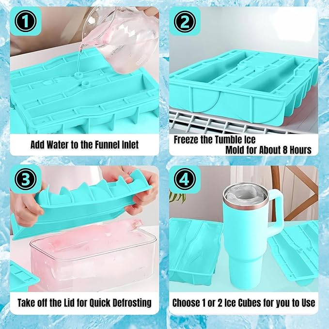 Ice Mold for 40oz Tumbler Cup – Hollow Cylinder Silicone Ice Cube Tray, Easy Fill & Release Ice Mold for Freezer, BPA-Free, Compatible with Stanley 40oz, Whiskey & Cocktail (Green)
