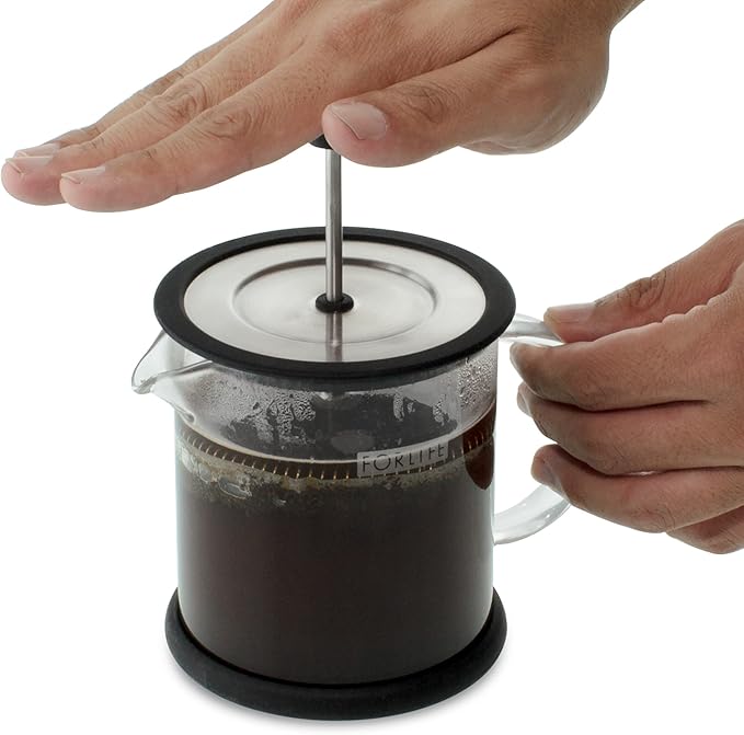 FORLIFE Cafe Style Glass Coffee/Tea Press, 16-Ounce, Black