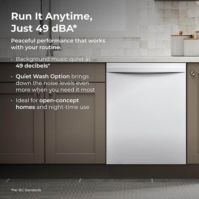 Kenmore 24" Built-In Dishwasher - Quiet Tub with TurboDry, Leak, & SmartWash Soil Detection - 15 Place Settings - 49 DBA - ENERGY STAR Certified - White