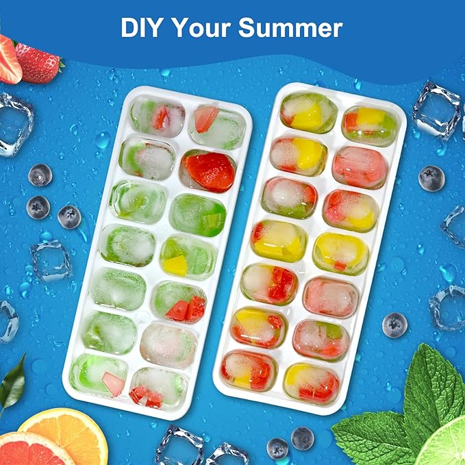 Ice Cube Trays with Lid and Bin, Silicone Plastic Ice Cubes Trays 11 Pack, Stackable Molds for Freezer, Storage Iced Bucket Kits BPA-Free and Odor-Free