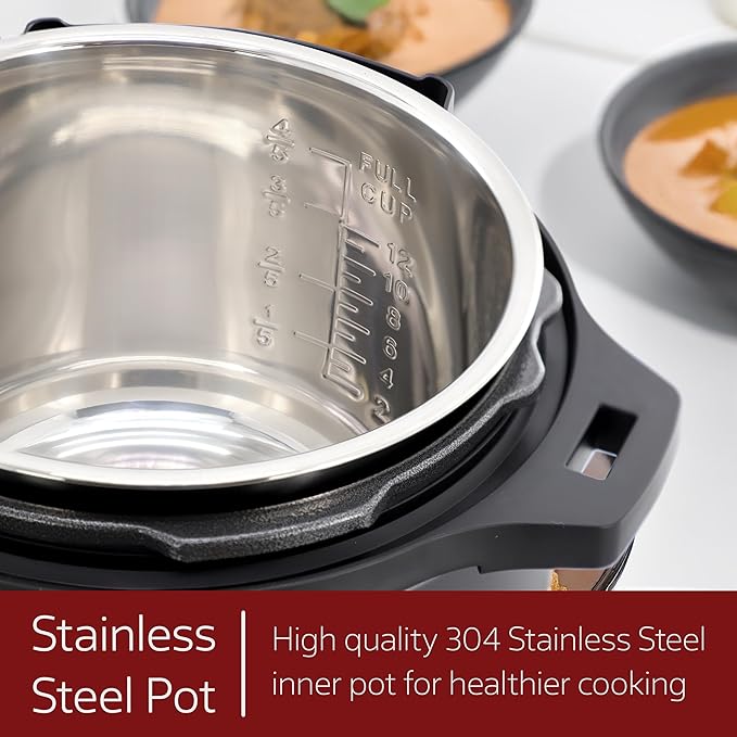 MegaChef 6 Quart 11-in-1 Electric Pressure Cooker, Multi-Cooker with Stainless Steel Crock, 11 Preset Functions