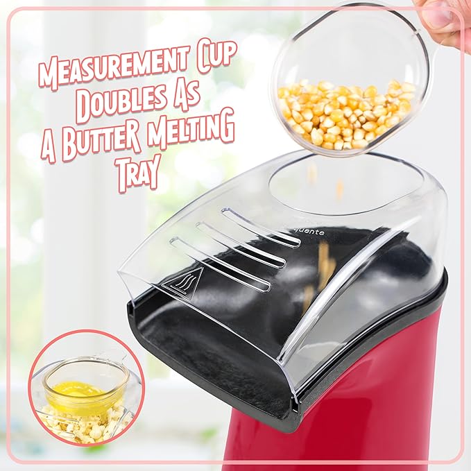 Nostalgia Air Popper Popcorn Maker – 16 Cups Oil-Free Pop Corn – Includes 4-oz Measuring Cup – Perfect for Family Movie Nights – Red