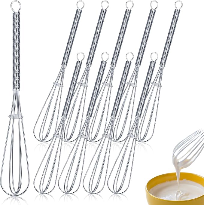 Baderke 10 Pcs 6 Inch Mini Whisk Bulk Small Whisks for Cooking 304 Stainless Steel Tiny Whisk for Baking, Whipping, Beating Eggs, Mixing Sauces, Blending Ingredients