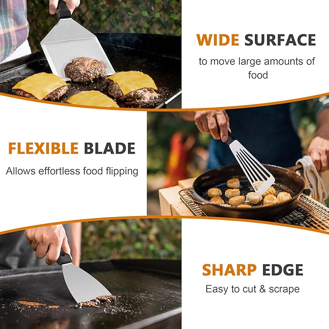 35Pcs Griddle Accessories Kit for Blackstone, Joyfair Flattop Grilling Accessory Tool Set with Stainless Steel Griddles Spatula Smash Burger Press Basting Cover Hamburger Patty Maker for Outdoor BBQ