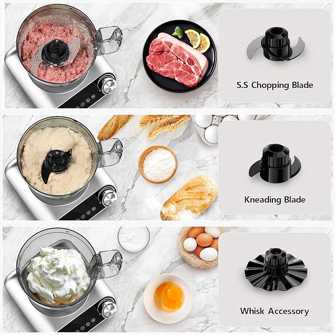 Camic Blender & Food Processor Combo,6 Functions for Smoothies,Chopping,Slicing,Shredding,Grinding,Dough,72-oz.Blender Pitche,64-oz. Processor Bowl,To-Go Cup,Grinder Cup