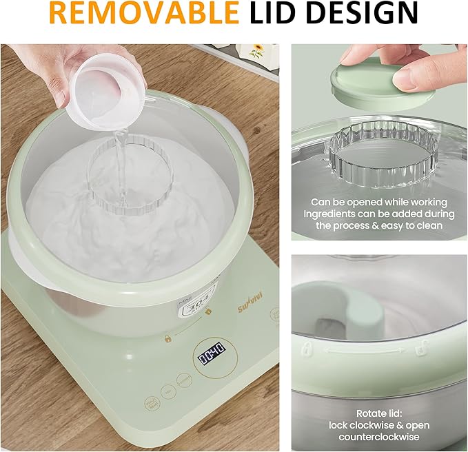5.2QT Electric Dough Maker with Ferment Function & Weighing Function, Dough Mixer with Stainless Steel Bowl, Household Kitchen Flour Kneading Machine, Face-up Touch Panel, Microcomputer Timing