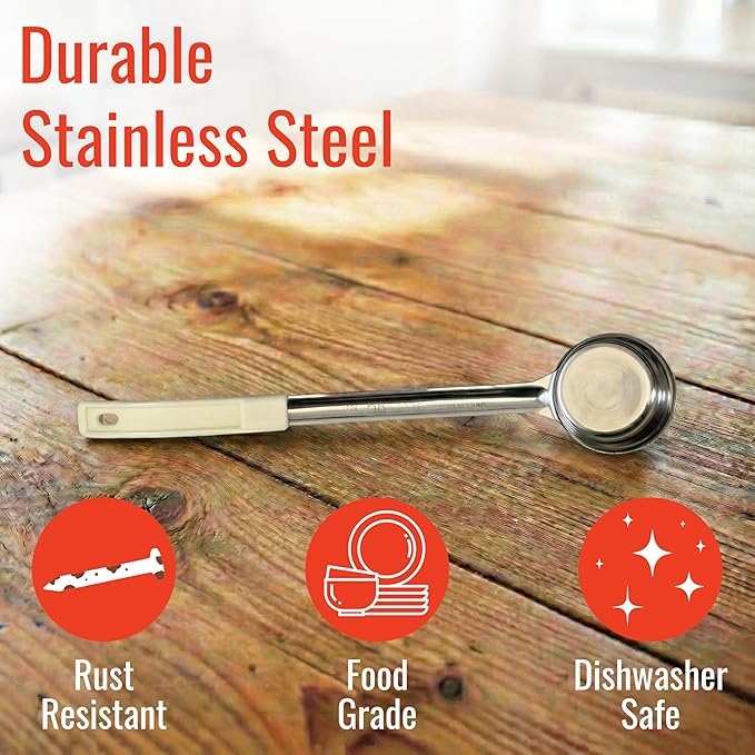 3 Ounce Solid Stainless Steel Portion Control Ladle Spoon for Measuring and Serving; Commercial Grade Serving Scoops [Pack of 2]