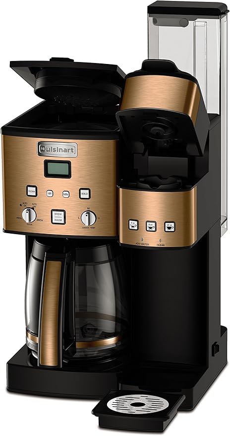 Cuisinart Single Serve + 12 Cup Coffee Maker, Offers 3-Sizes: 6-Ounces, 8-Ounces and 10-Ounces, Stainless Steel, SS-15CP, Copper