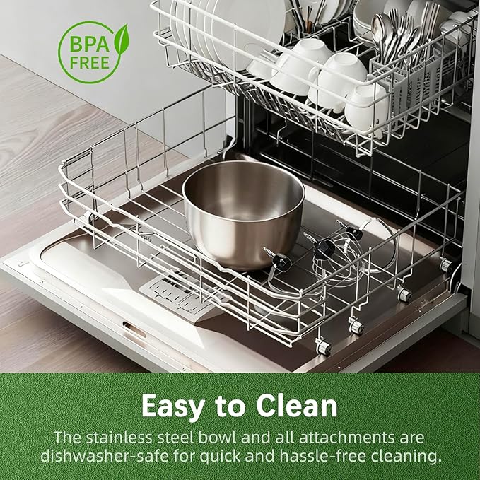 Stand Mixer, Compact & Space-Saving, Stainless Steel Bowl, Unique & Playful Design, Effcient Motor, Dishwasher-Safe Attachments, SM-2549A (Yellow)