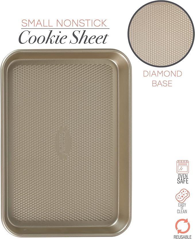 Kitchen Details Pro Series Small Baking Sheet | Nonstick | Textured Diamond Base | Creates Even Heating | Durable | Easy to Clean | Oven Safe up to 500 Degrees