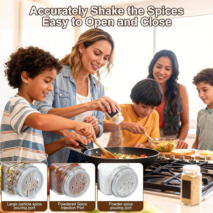 Glass Spice Jars with Label, 48 Pcs Spice Jars with Shaker Lids-4 oz Gold Spice Seasoning Jars Bottles Containers Set for Spice Rack (48)