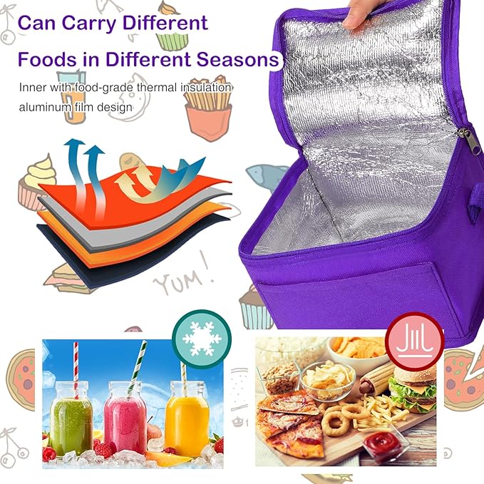 Nuogo 15 Pack Insulated Lunch Bags Bulk, Reusable Cooler Boxes, Leakproof Lunch Boxes Set, Waterproof Thermal Coolers, Insulated Beverage Bag for Women Men Work Picnic Beach (Colorful)