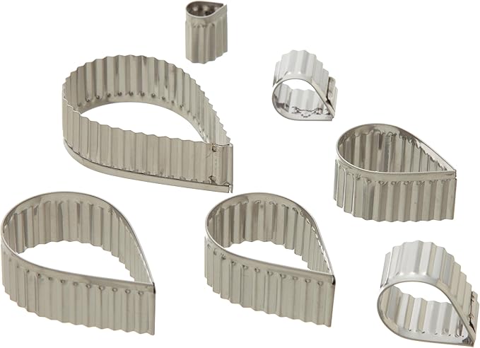 Ateco Fluted Edge Tear Drop Cutters in Graduated Sizes, Stainless Steel, 7 Pc Set