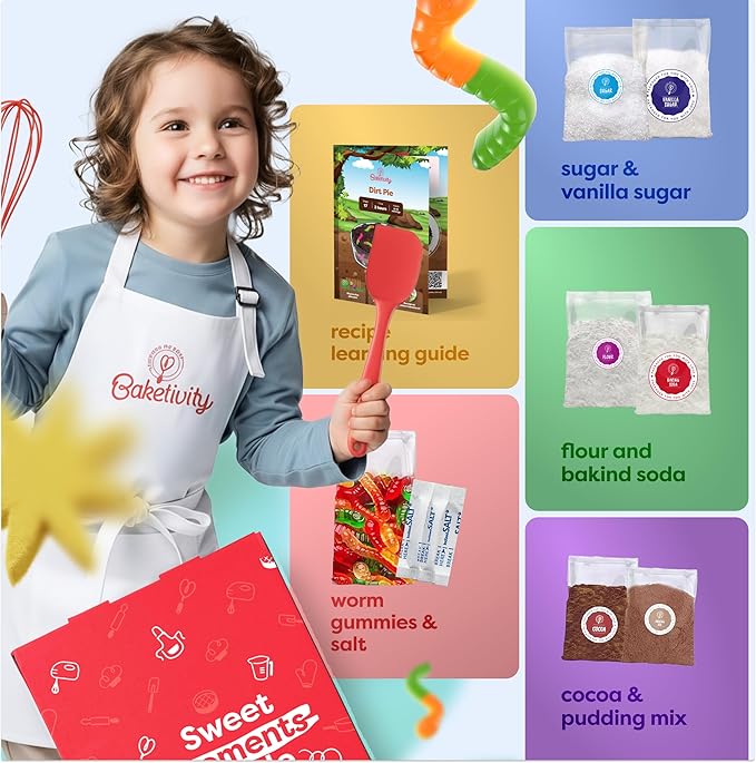 BAKETIVITY Dirt Pie Kids Baking Kit | Delicious Chocolate Cake Kids Baking Set for Girls & Boys | Baking Set for Kids with Pre-Measured Ingredients | Perfect Family Gifts for Cooking Lovers Ages 6-12
