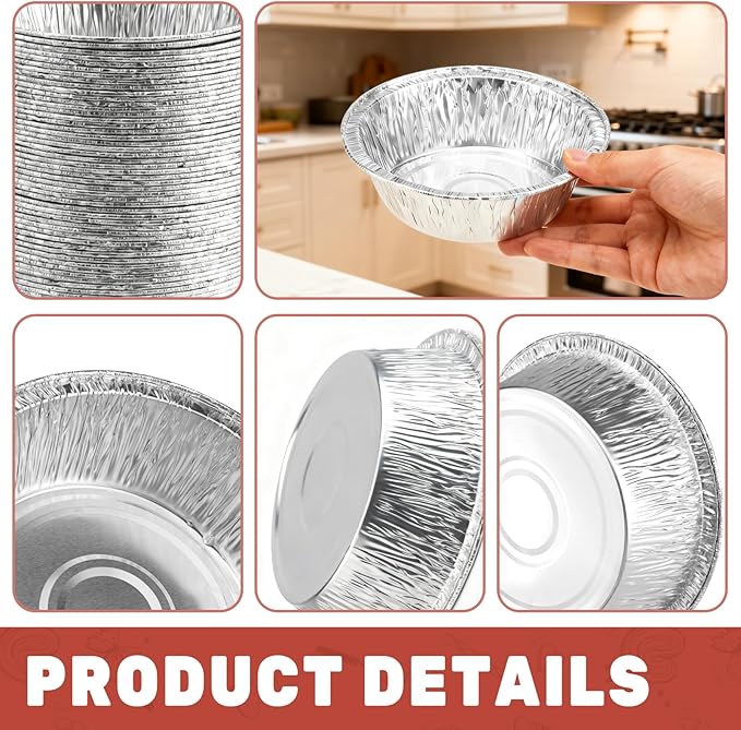 100 Pack 5" Round Tart Pie Foil Pans Disposable Aluminum Foil Tart & Pie Tins for Baking,Cooking,Storage or Reheating