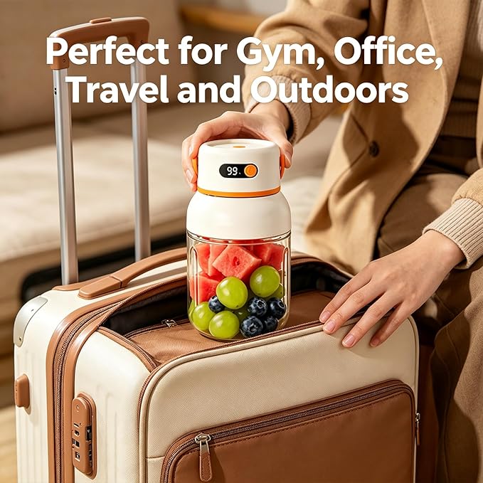 Portable Electric Juicer Cup with Zero Cord Hassle, USB-C Rechargeable Personal Blender, Leakproof Personal Portable Juicer Blender for Gym, Office, Travel and Outdoors (1200ml)