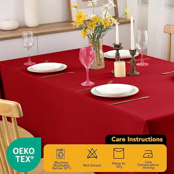 6-Pack Red Tablecloths for Square Tables, 54 x 54 Inches, Stain-Resistant Polyester Fabric for 2 Foot Tables - Washable Table Covers for Weddings, Banquets, Birthday Parties, Events