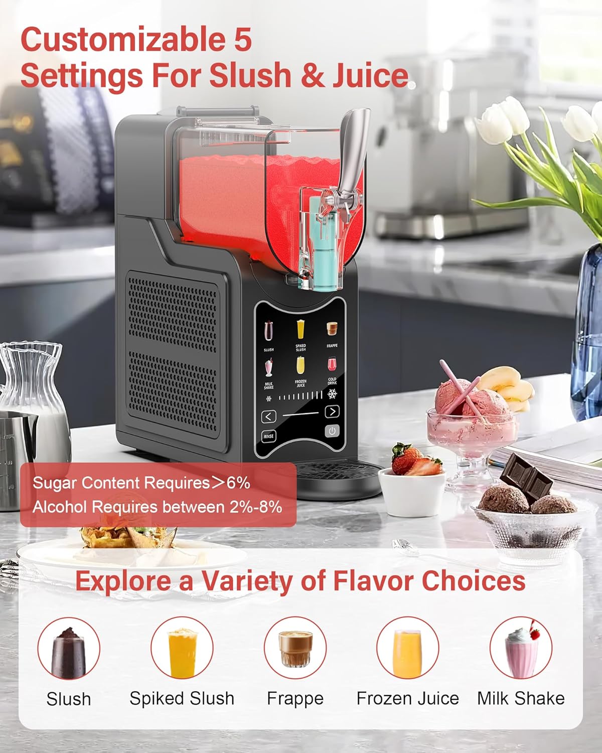 Slushy Maker, Home slush Machine,Premium Slushie Maker | Versatile All-in-One Machine with 5 Pre-Set Programs | Innovative Ice-Free Technology & Silent Auto-Clean