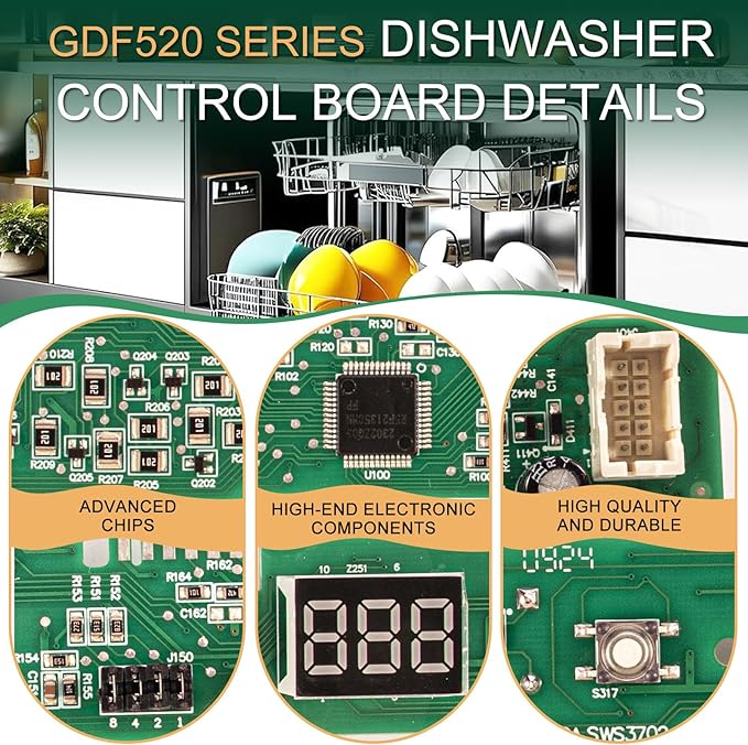 Dishwasher User Interface Control Board Replacement Compatible with GE GDF520,GDF540,GDF570 Series