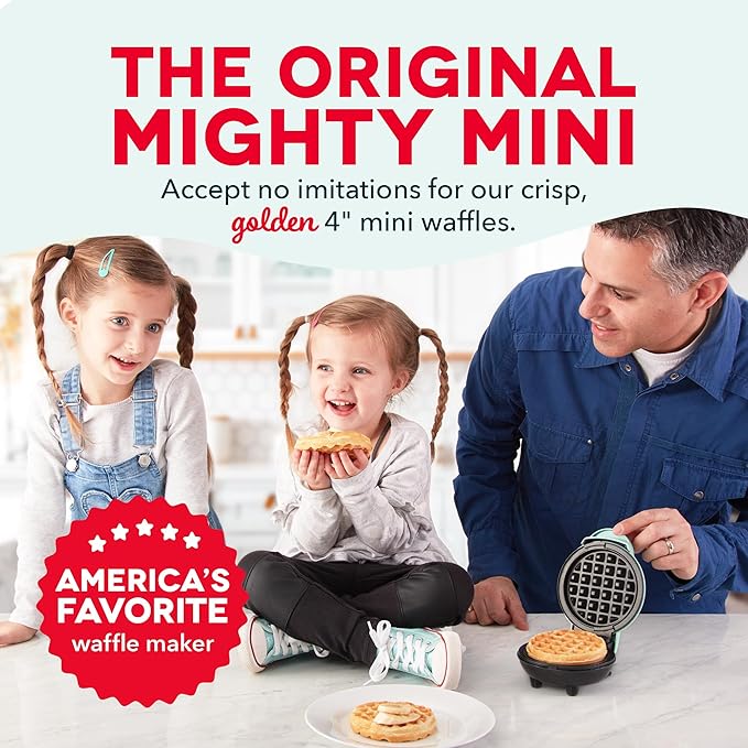 Dash Mini Waffle Maker- Compact Electric Iron for Creative Homemade Treats - Nonstick Surface - Easy-to-Clean - Perfect for Kids & Families - Aqua,(Pack of 6)