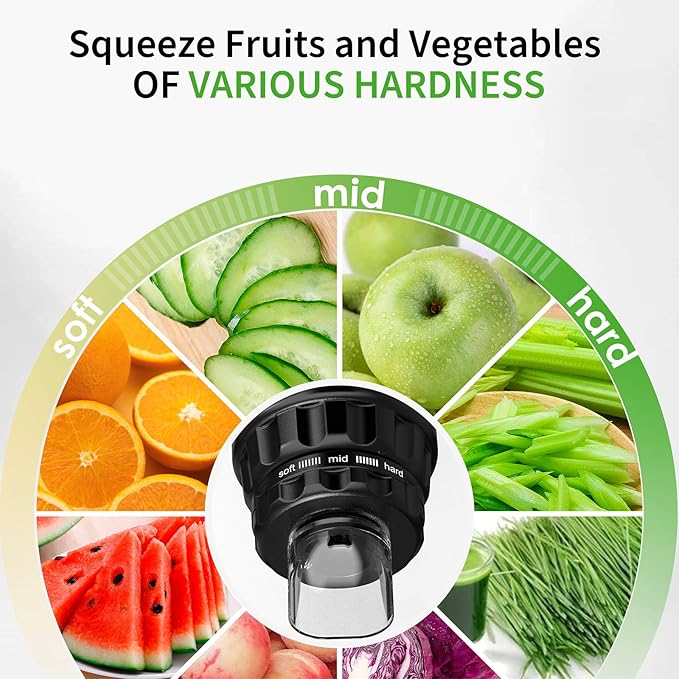 Juicer Machines, Cold Press Slow Masticating Juicer Easy to Clean with 3 Modes Vegetable and Fruit Juicer Extractor BPA-free High Hardness Tritan Material Slow Juicer, black (SJ-Black)