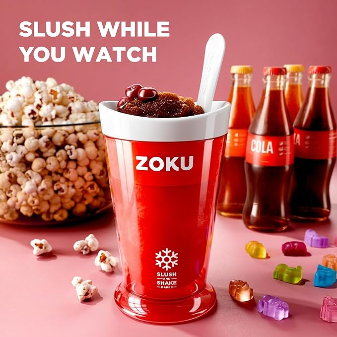 ZOKU Original Slush and Shake Maker, Compact Make and Serve Cup with Freezer Core Creates Single-Serving Smoothies, Slushies and Milkshakes in Minutes, BPA-Free, Green/Orange Set of 2