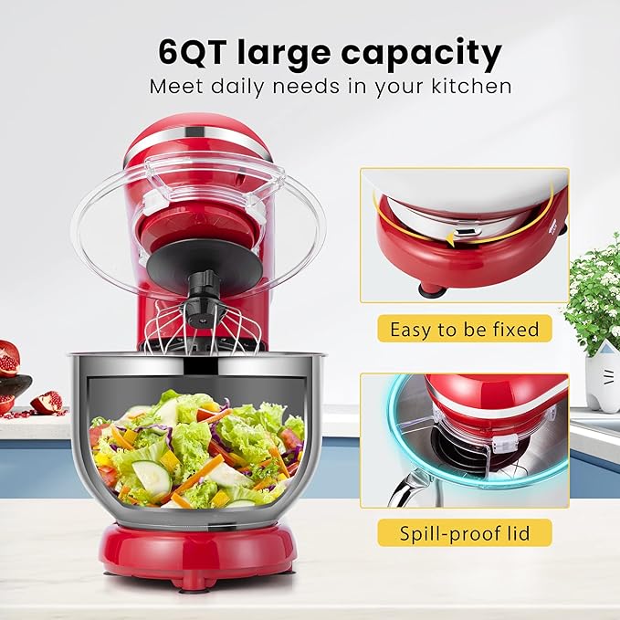 VIVOHOME 4.75 Quart Stand Mixer, 8 Speed Kitchen Electric Food Mixer with VIVOHOME Stand Mixer, 660W 10 Speed 6 Quart Tilt-Head Kitchen Electric Food Mixer