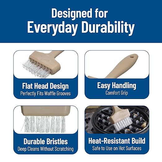 Carlisle FoodService Products 4011400 Wide Waffle Iron Brush, 3", Teflon