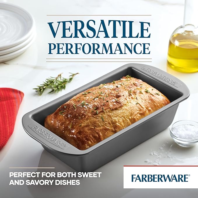 Farberware Nonstick Bakeware 9-Inch x 5-Inch Loaf Pan, Gray
