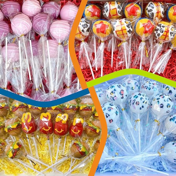 300 Count 4 INCH White Paper Lollipop Sticks,Cake Pop Sticks,Sucker Sticks for Cookies,Rainbow Candy,Chocolate,Cake Topper(Dia 3.5mm)