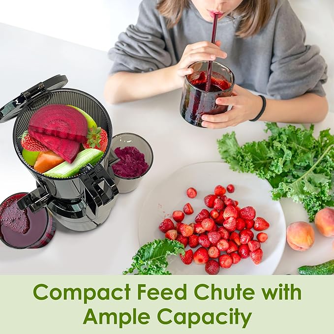 Juicer Machines,Fretta Cold Press Juicer Machines with American-Sourced PCTG Material,Fit Whole Fruits & Vegetables,Easy to Clean,Truly BPA-Free,Silver