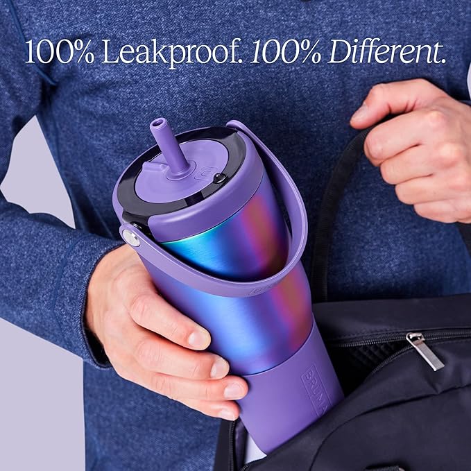 BrüMate Resa 35oz 100% Leakproof Travel Tumbler with Handle & Straw | Flexible SoftSip Straw | Silicone Sleeve for Durability | Stainless Steel | Cup Holder & Travel Friendly Water Bottle | (Mist)