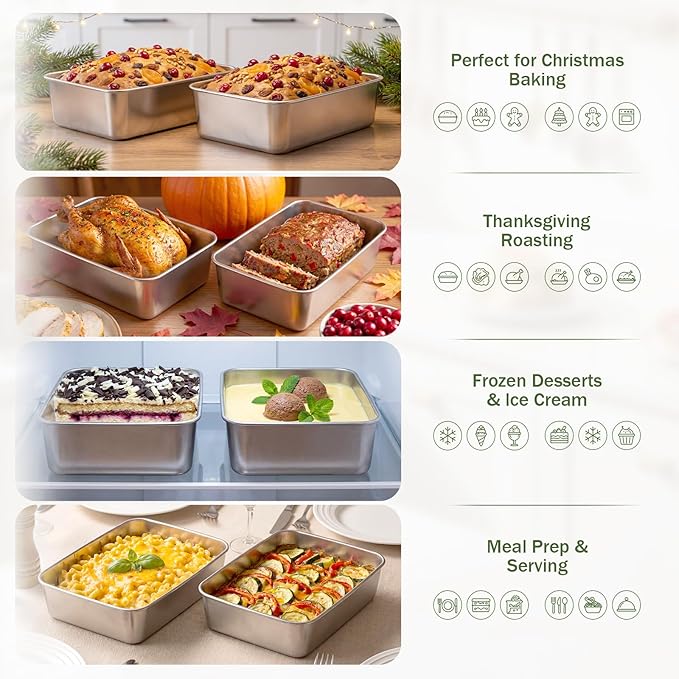 20 Pack Stainless Steel Loaf Pan Set 9 x 5 Inch Bread Baking Pans Banana Loaf Tins For Baking Cake Meatloaf Brownies Sourdough Lasagnas Dishwasher Safe