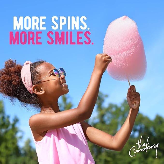 The Candery Cotton Candy Floss Sugar (2-Pack) Includes 100 Premium Cones | Raspberry Blue and Strawberry | Plastic, Reusable Jars | Easy Pour Spout or Scoop | Includes Scooper | 3 LBS Jars