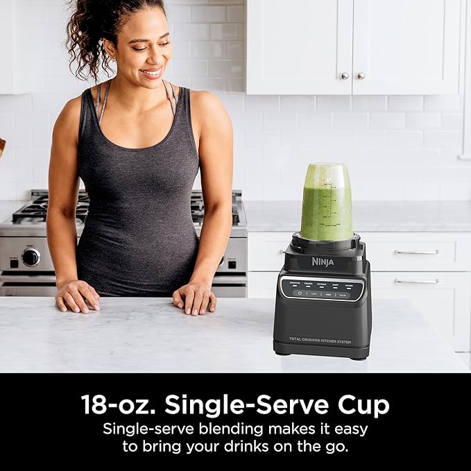 Ninja Kitchen System | All-in-One for Smoothies, Frozen Drinks, Veggie Chopper & More | With Full-Size Pitcher, 8 Cup Food Processor Bowl, (2) 18 oz. Cups, | 1200 Watt | Dark Grey | BR601AMZ