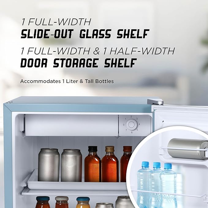 ICEBOX 1.7 Cu. Ft. Compact Refrigerator, ENERGY STAR Certified Small Refrigerator, Single Door Mini Fridge with Chiller Compartment, R600a Refrigerant, IBCR17SLT, Slate Blue