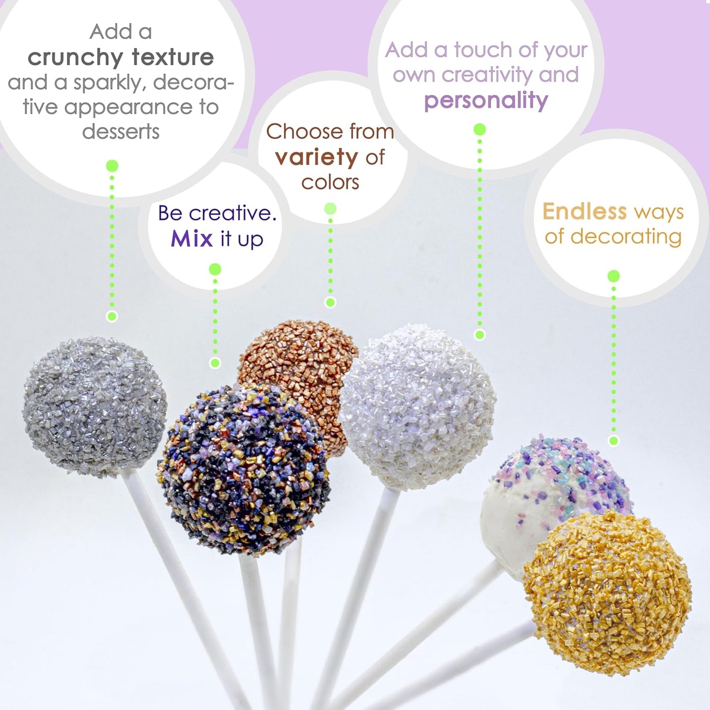 Bakerpan Pearlized Sugar Sprinkles for Baking - 5 Ounce - Sparkling Rose Gold Decorating Sugar Crystals for Cookies, Cake Pops, Ice Cream (Made in USA)